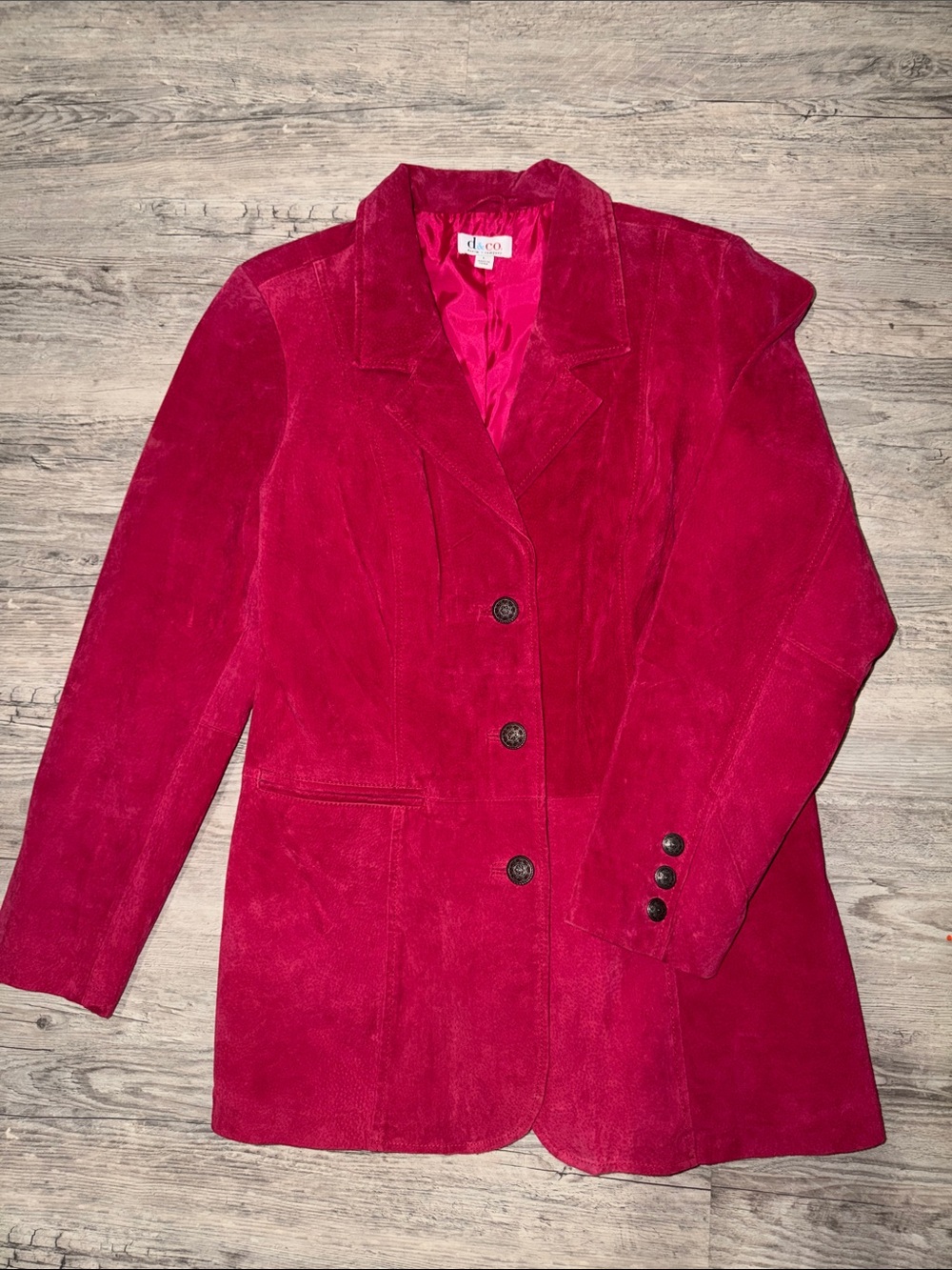 D & Co Women's Magenta 100% Suede Leather Blazer